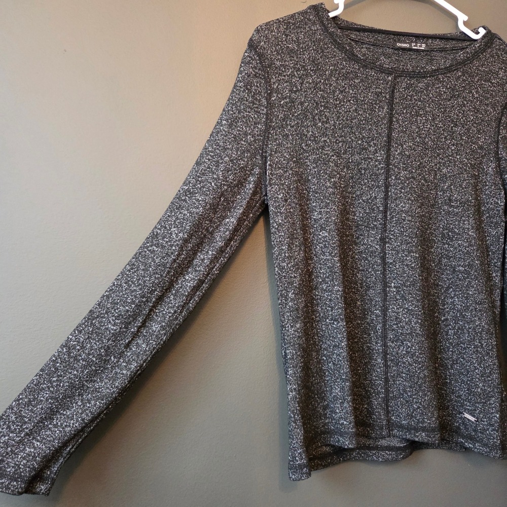 Oysho‎ Long Sleeve Marled Knit Top Women's Size S Charcoal Gray Casual Comfort - Picture 5 of 10